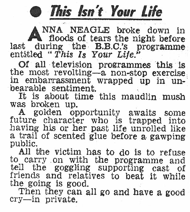 Daily Mail article: Anna Neagle This Is Your Life
