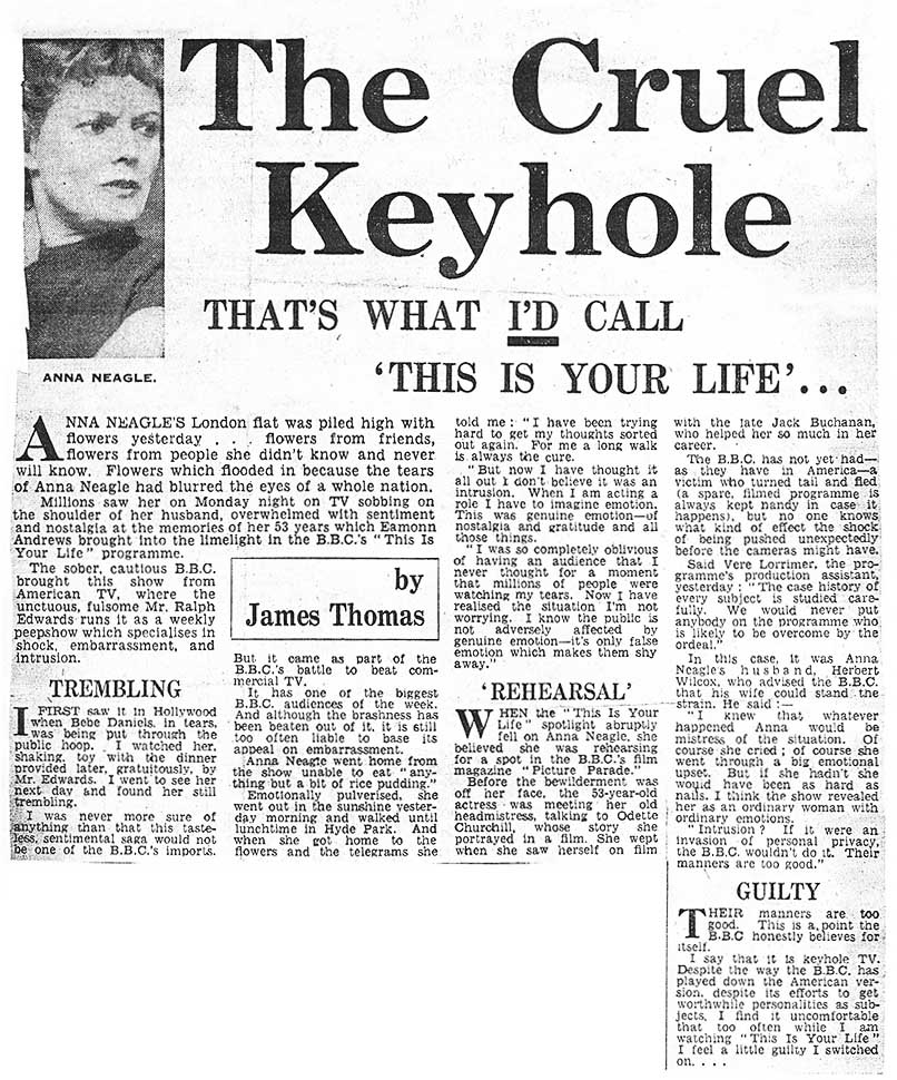 Daily Express article: Anna Neagle This Is Your Life