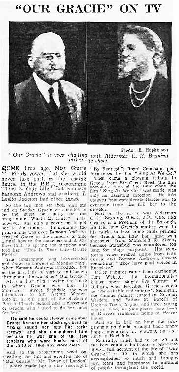 Unknown source article: Gracie Fields This Is Your Life