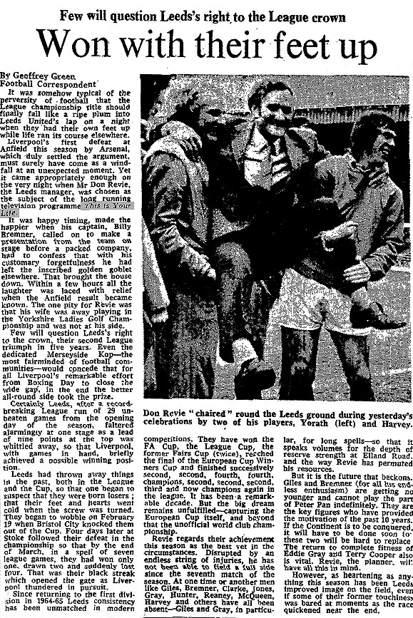 The Times article: Don Revie This Is Your Life