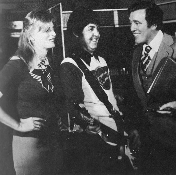 Eamonn Andrews with Paul and Linda McCartney