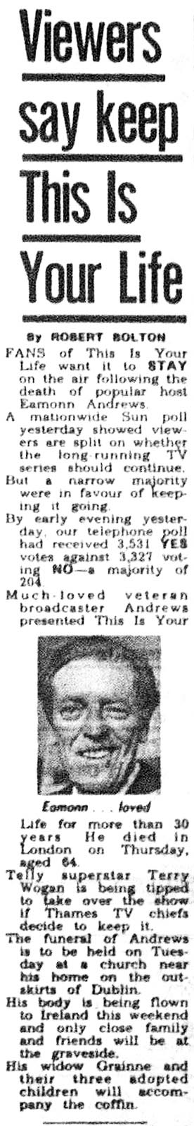 The Sun: Eamonn Andrews article