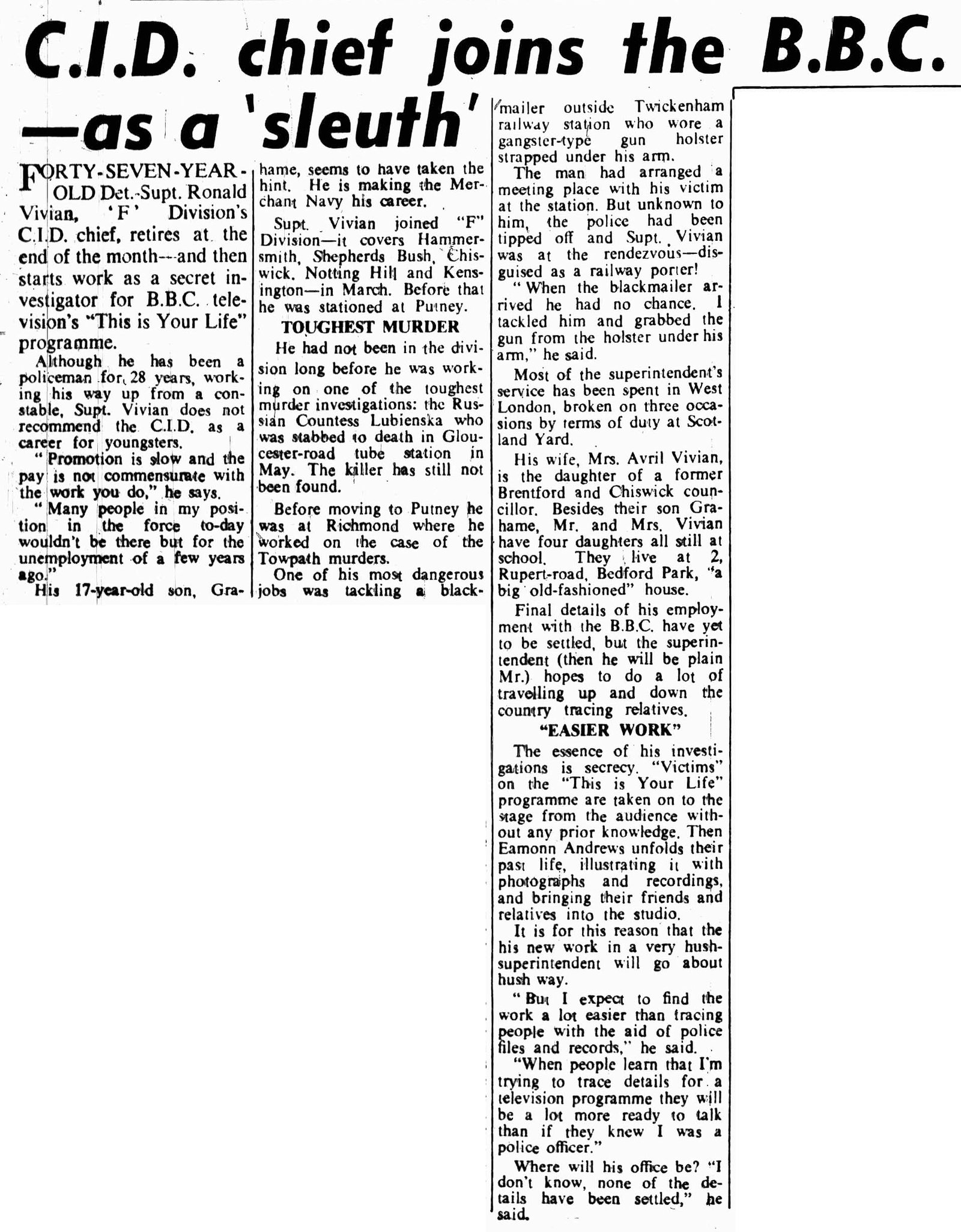 Gazette and Post: This Is Your Life article