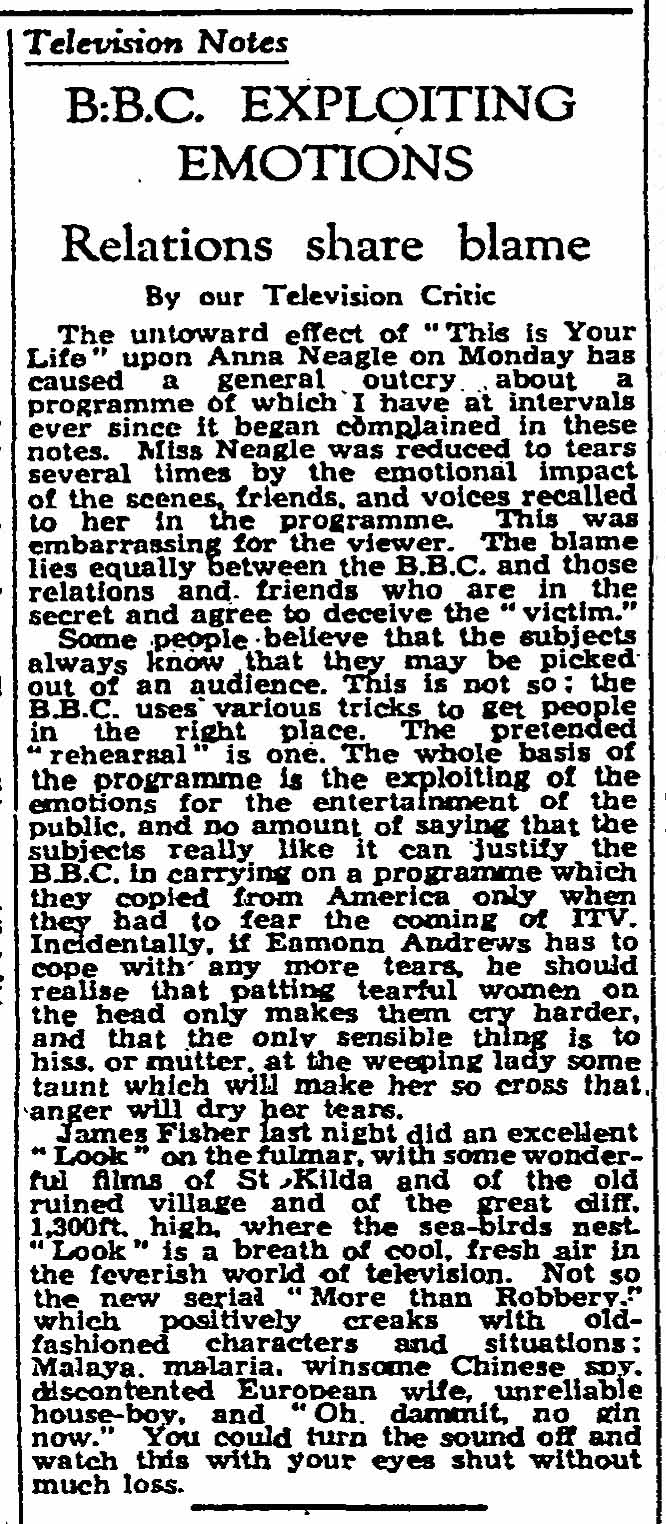 The Manchester Guardian article: Anna Neagle This Is Your Life