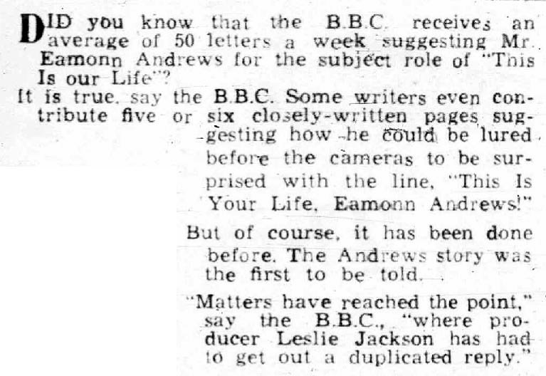 Leicester Mercury: This Is Your Life article