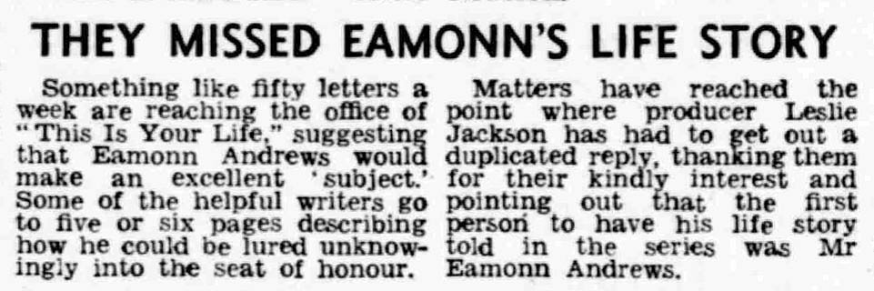 Sunderland Echo: This Is Your Life article