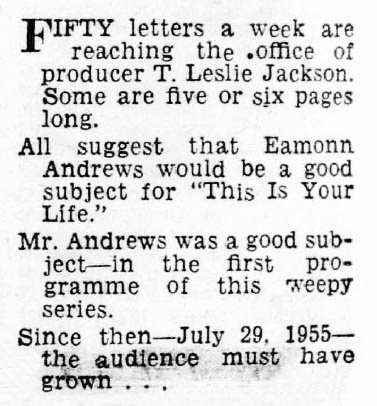 The Sunday Sun: This Is Your Life article