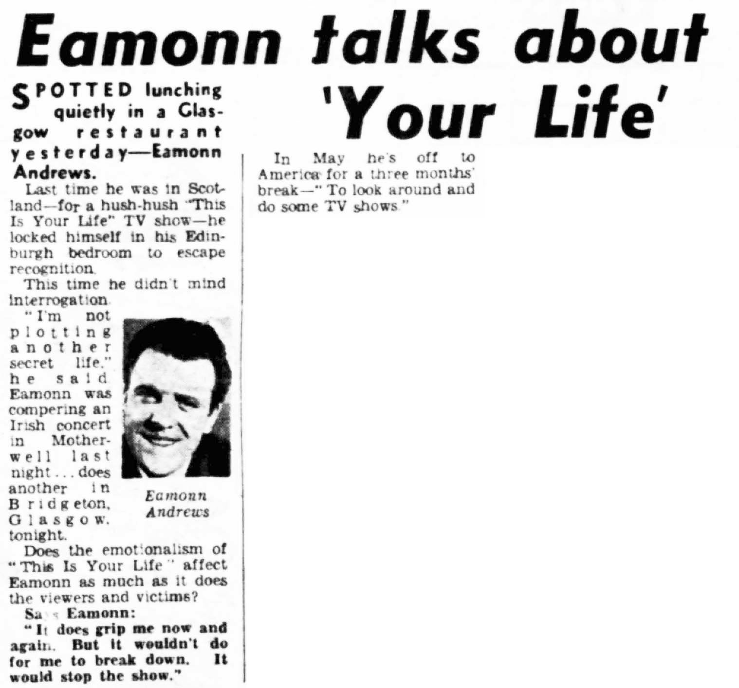 Daily Record: This Is Your Life article