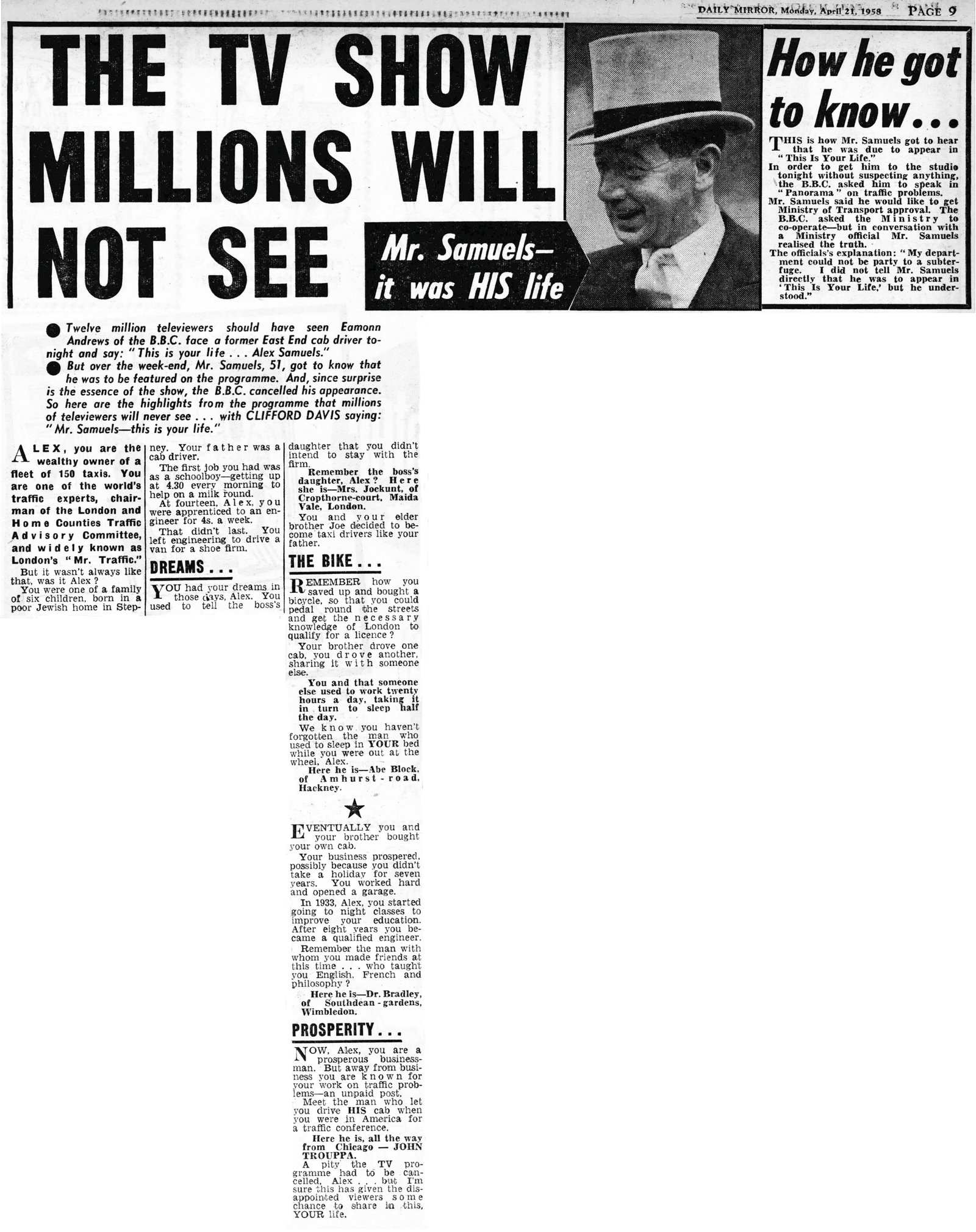 Daily Mirror: This Is Your Life article