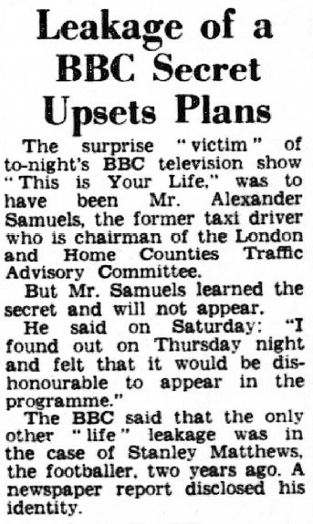 The Birmingham Post and Gazette: This Is Your Life article