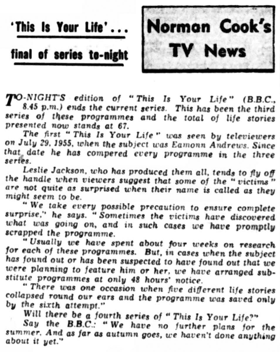 The Liverpool Echo article: This Is Your Life article