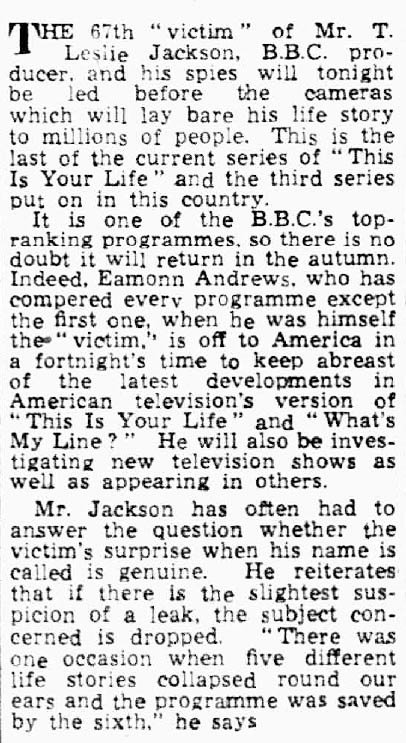 Nottingham Evening News article: This Is Your Life article