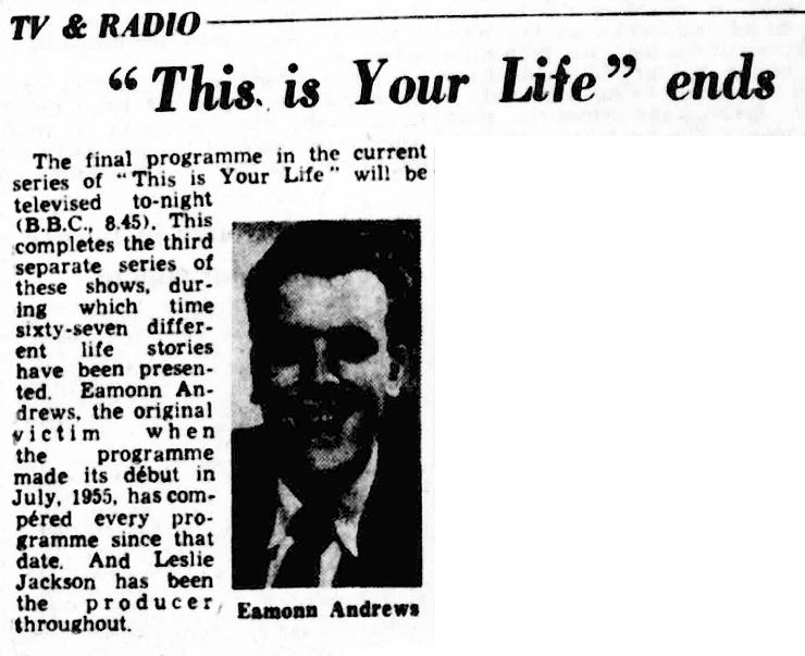 The Scotsman article: This Is Your Life article