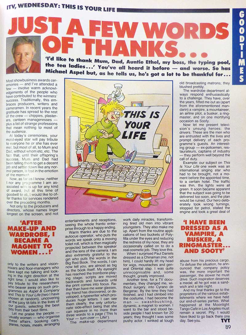 TV Times: Michael Aspel article