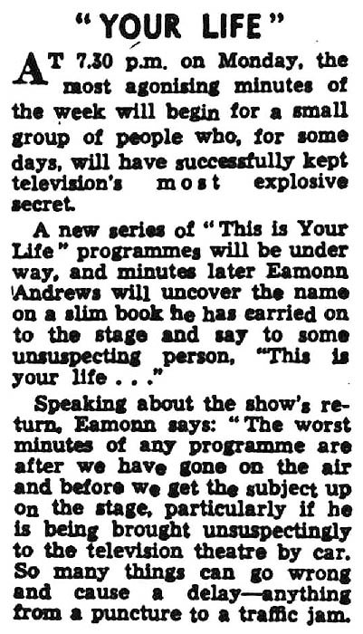 Herald Express: This Is Your Life article