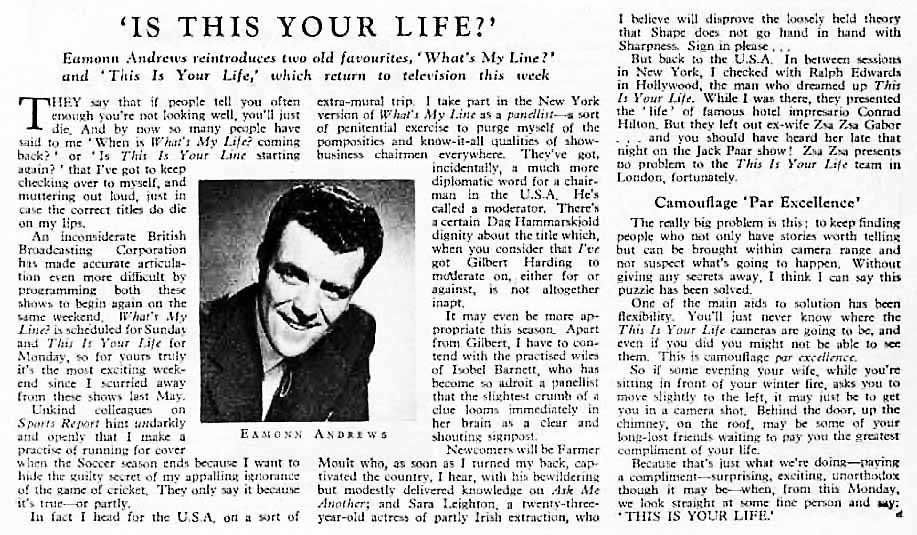 Radio Times: Eamonn Andrews article