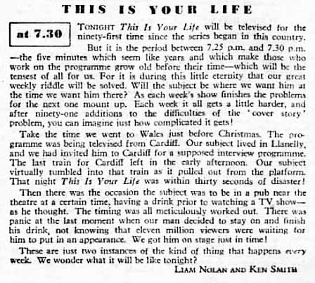 Radio Times: This Is Your Life editorial