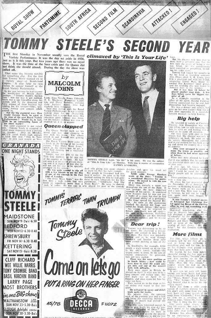 Unknown source: Tommy Steele article