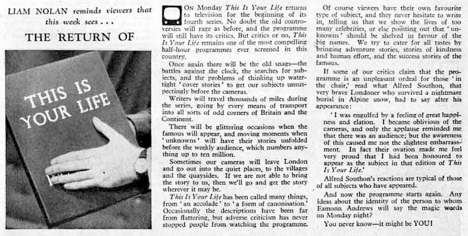 Radio Times: This Is Your Life article
