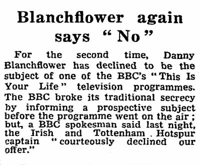 The Guardian: Danny Blanchflower This Is Your Life article