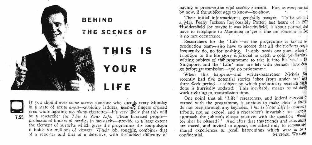 Radio Times: This Is Your Life article