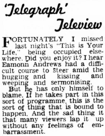 Evening Telegraph article: Elizabeth Wilde This Is Your Life