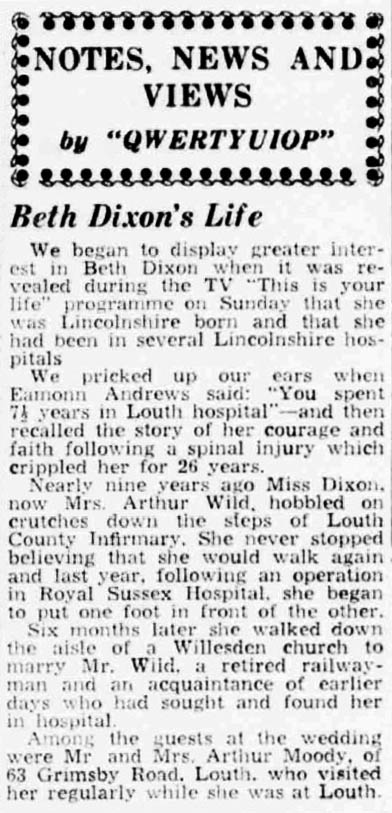 The Advertiser article: Elizabeth Wilde This Is Your Life