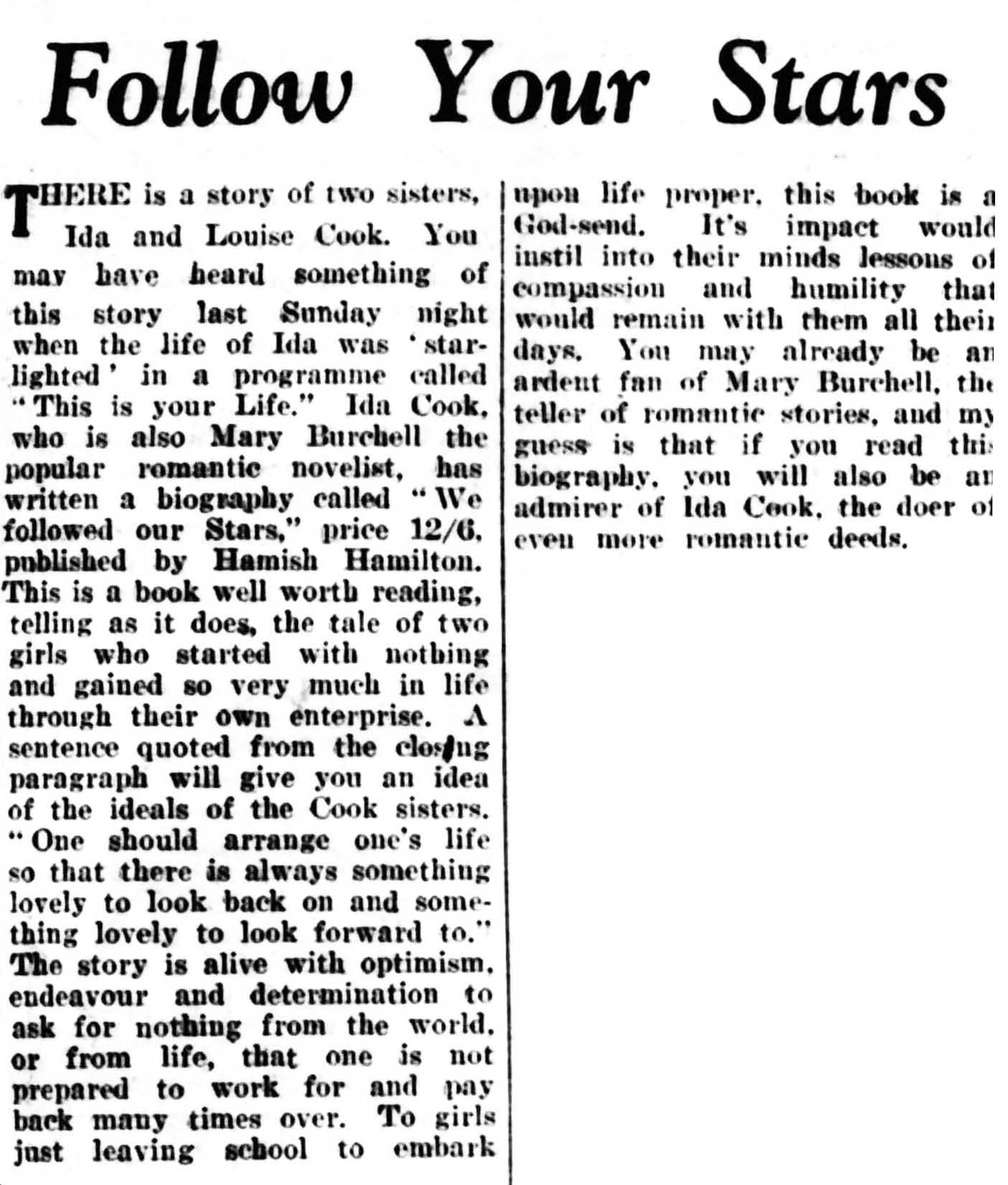 The Wishaw Press and Advertiser article: Ida Cook This Is Your Life