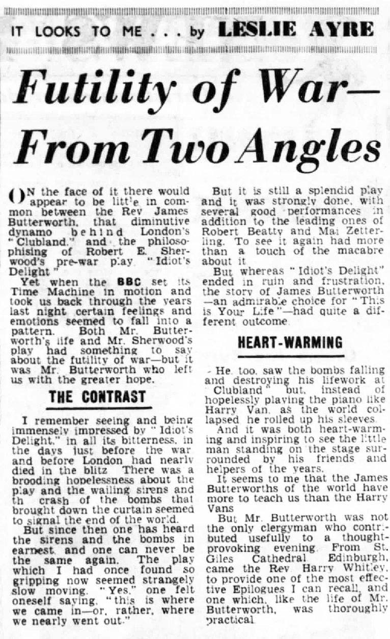 The Evening News article: James Butterworth This Is Your Life