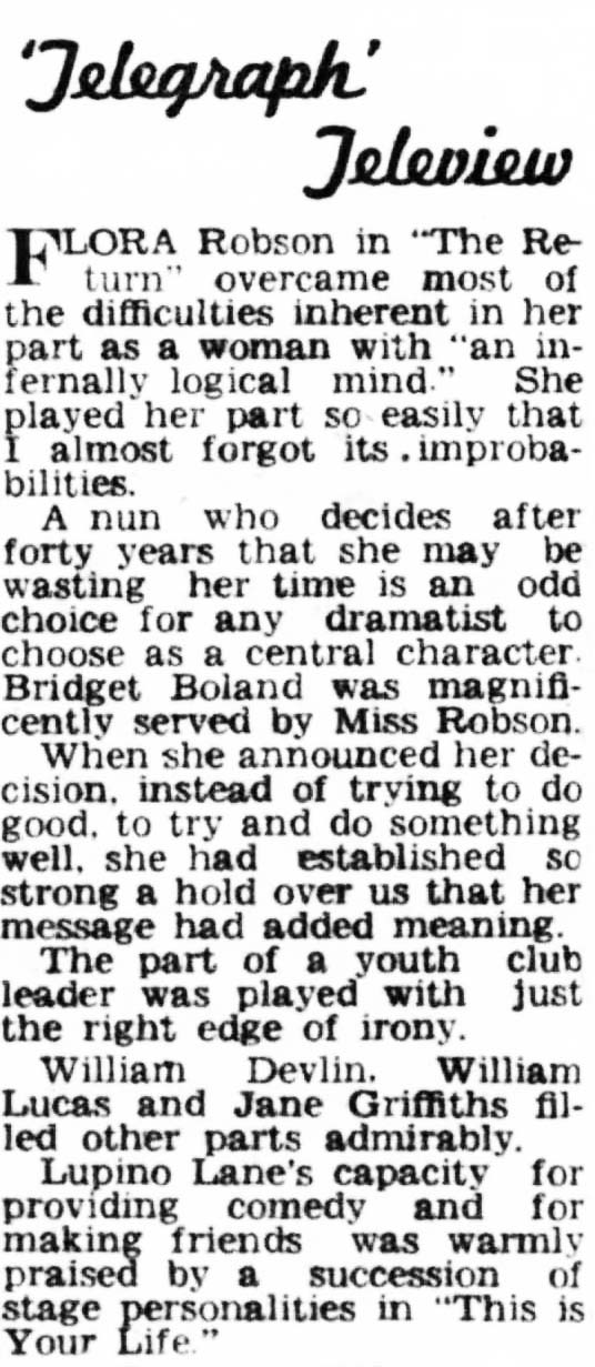 Evening Telegraph article: Lupino Lane This Is Your Life