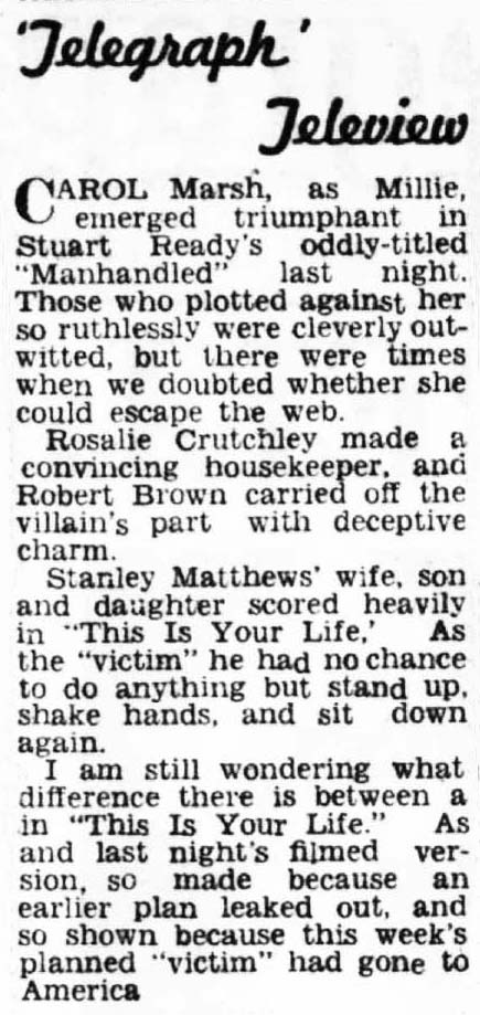 Evening Telegraph article: Stanley Matthews This Is Your Life