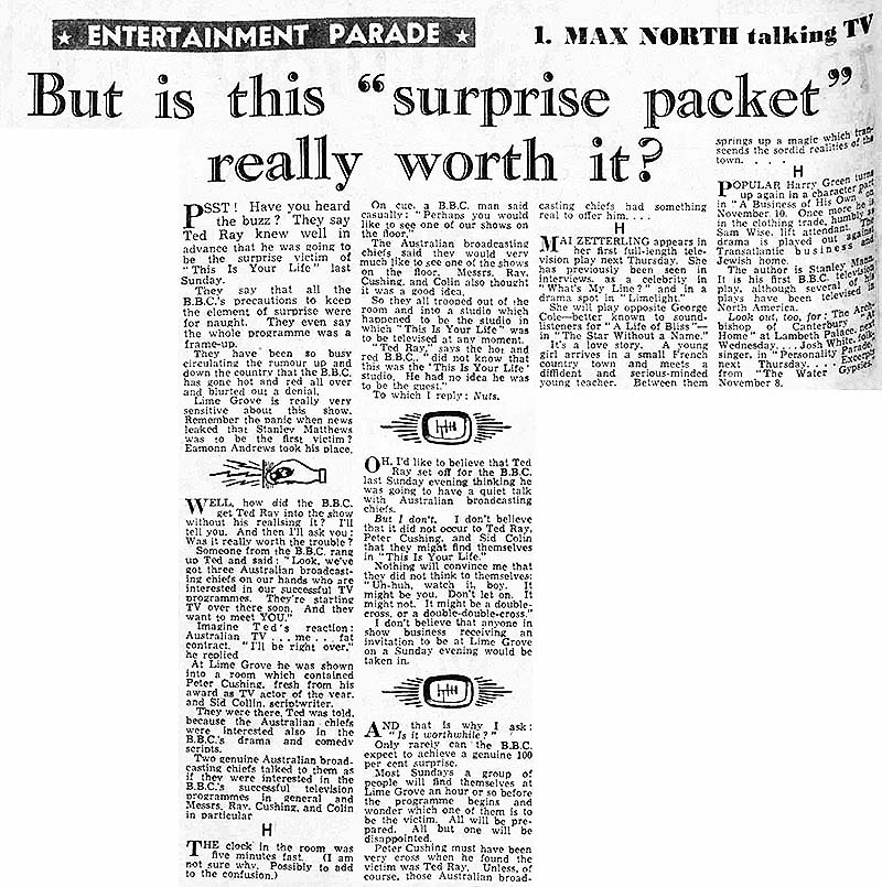 Manchester Evening News article: Ted Ray This Is Your Life