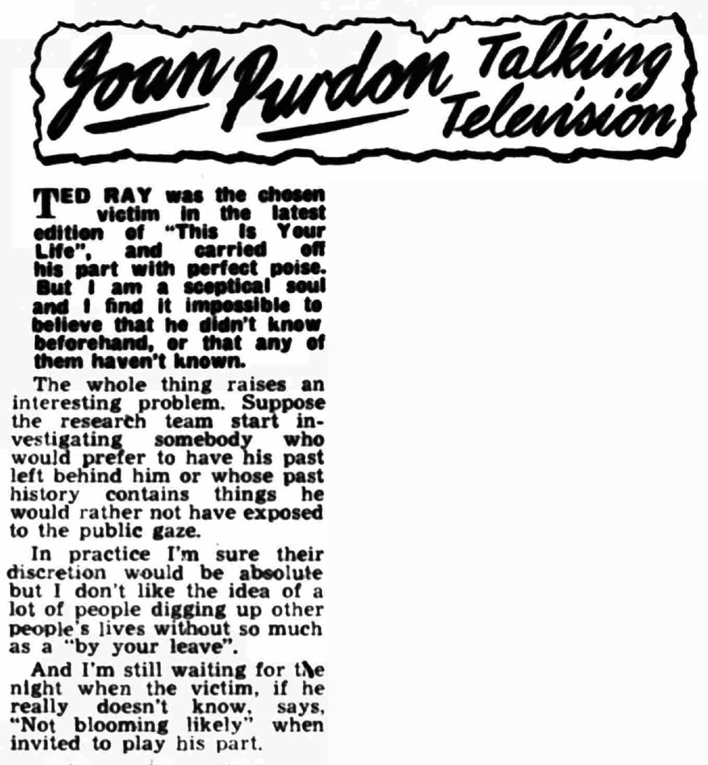 The Illustrated Chronicle article: Ted Ray This Is Your Life