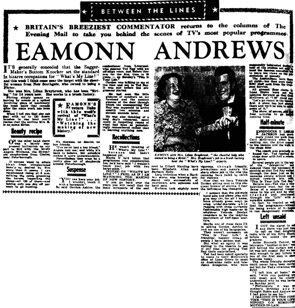Leicester Evening Mail article: Ted Ray This Is Your Life