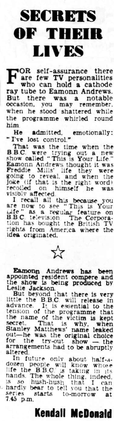 The Evening News article: Yvonne Bailey This Is Your Life