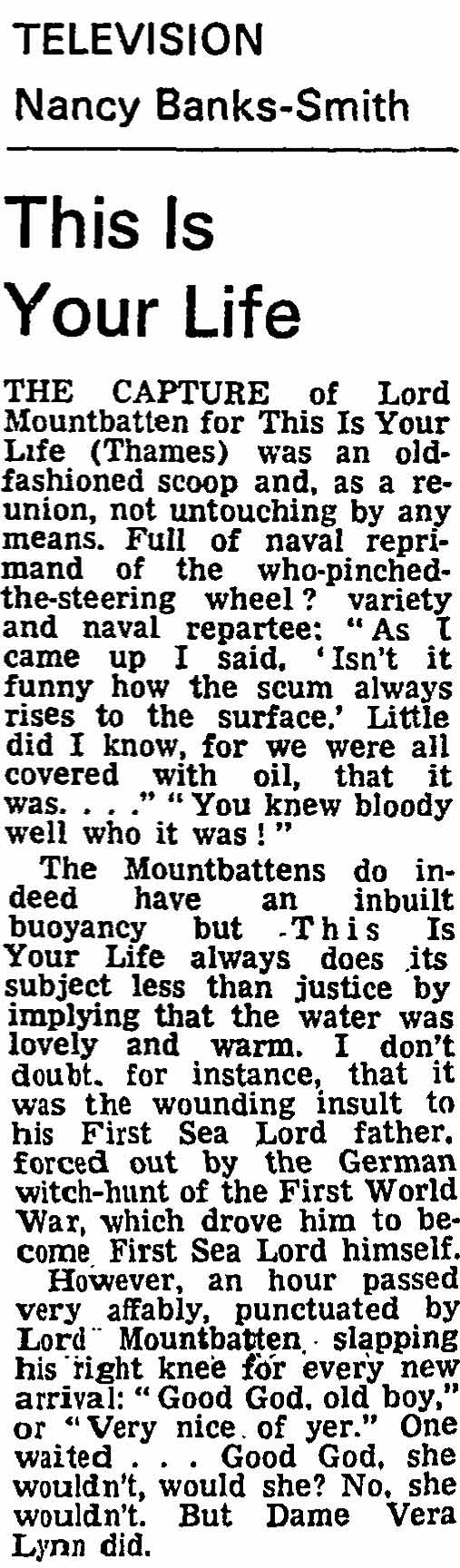 The Guardian article: Louis Mountbatten This Is Your Life