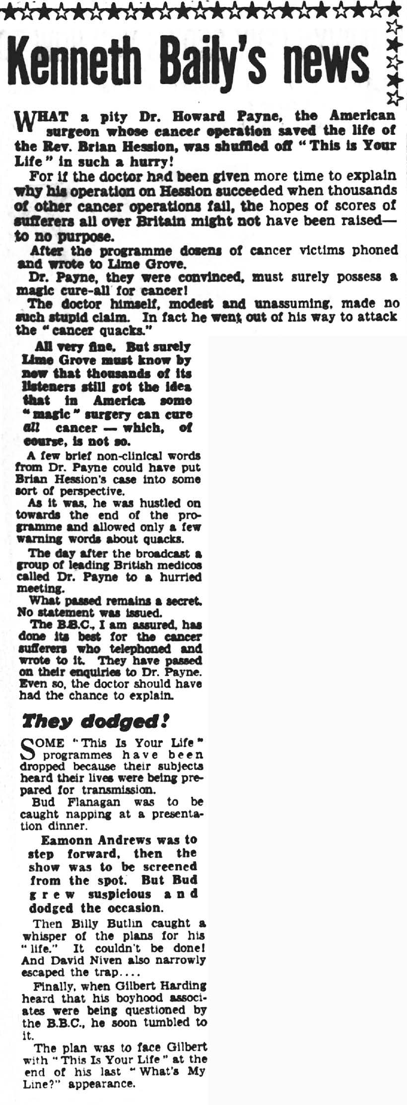 The People article: Brian Hession This Is Your Life