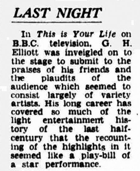 The Birmingham Post and Gazette article: G H Elliott This Is Your Life