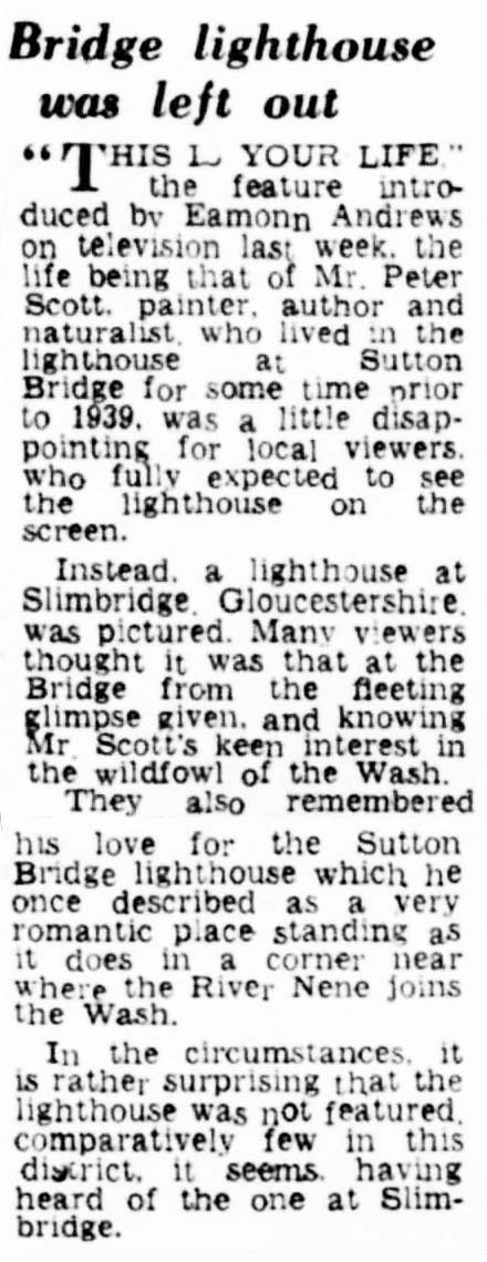 Lincolnshire Free Press article: Peter Scott This Is Your Life