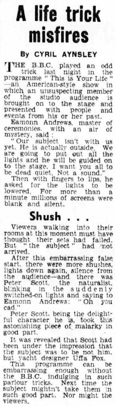 Daily Express article: Peter Scott This Is Your Life