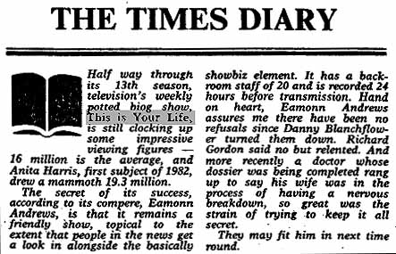 The Times article: Anita Harris This Is Your Life