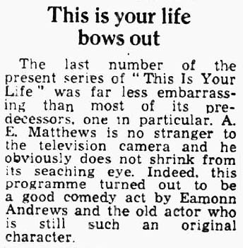 Liverpool Daily Post article: A E Matthews This Is Your Life