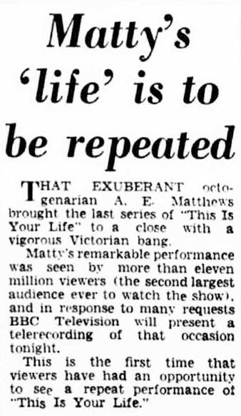 The Guardian article: A E Matthews This Is Your Life