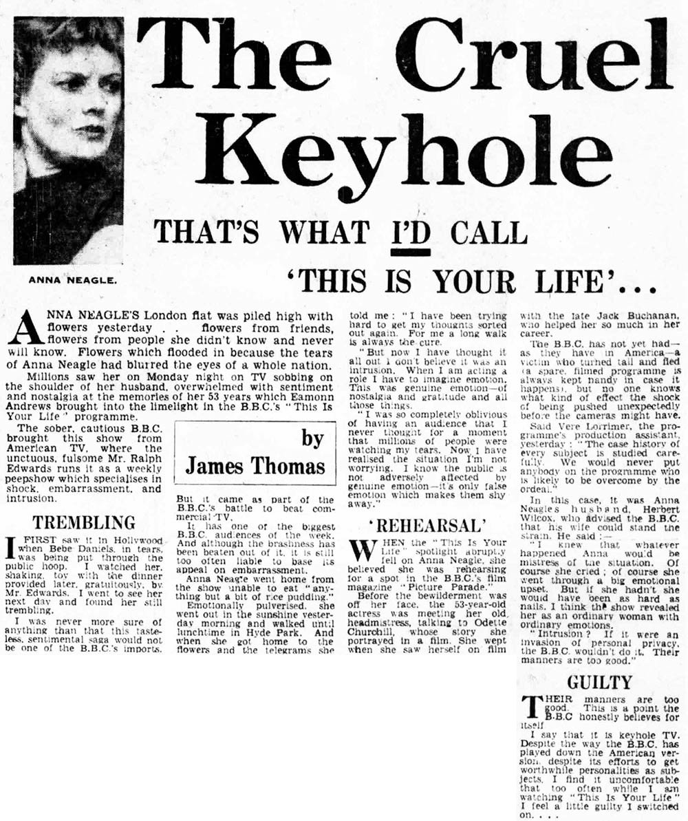 Daily Express article: Anna Neagle This Is Your Life