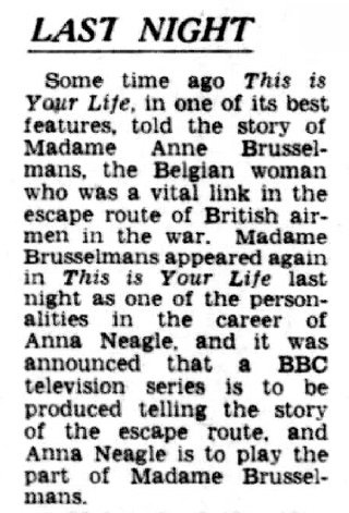 The Birmingham Post and Gazette article: Anna Neagle This Is Your Life