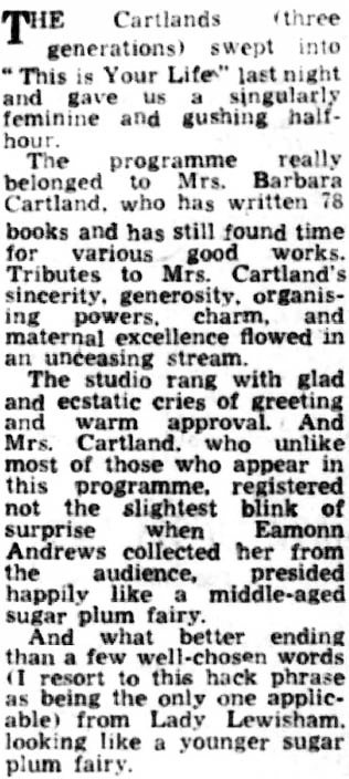 The Liverpool Echo article: Barbara Cartland This Is Your Life