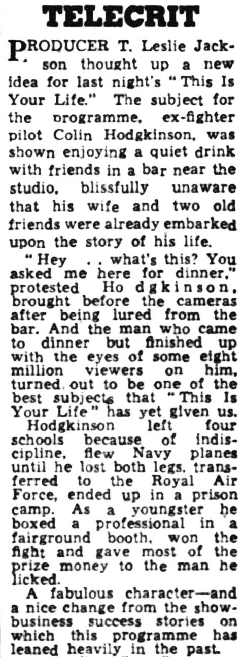 The Liverpool Echo article: Colin Hodgkinson This Is Your Life