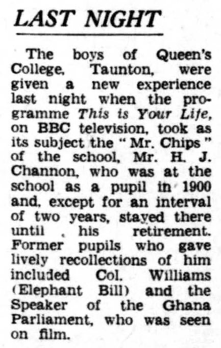 The Birmingham Post and Gazette article: Dapper Channon This Is Your Life
