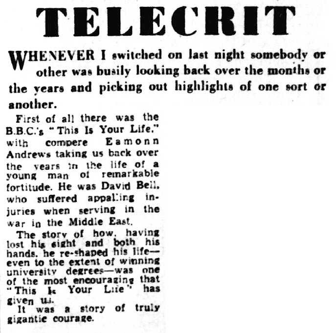 The Liverpool Echo article: David Bell This Is Your Life