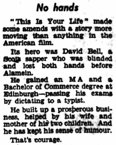 Daily Herald article: David Bell This Is Your Life